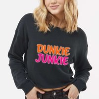 Dunkie Junkie Donut And Coffee Lover Cropped Pullover Crew