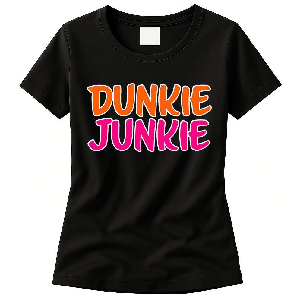 Dunkie Junkie Donut And Coffee Lover Womens T-Shirt