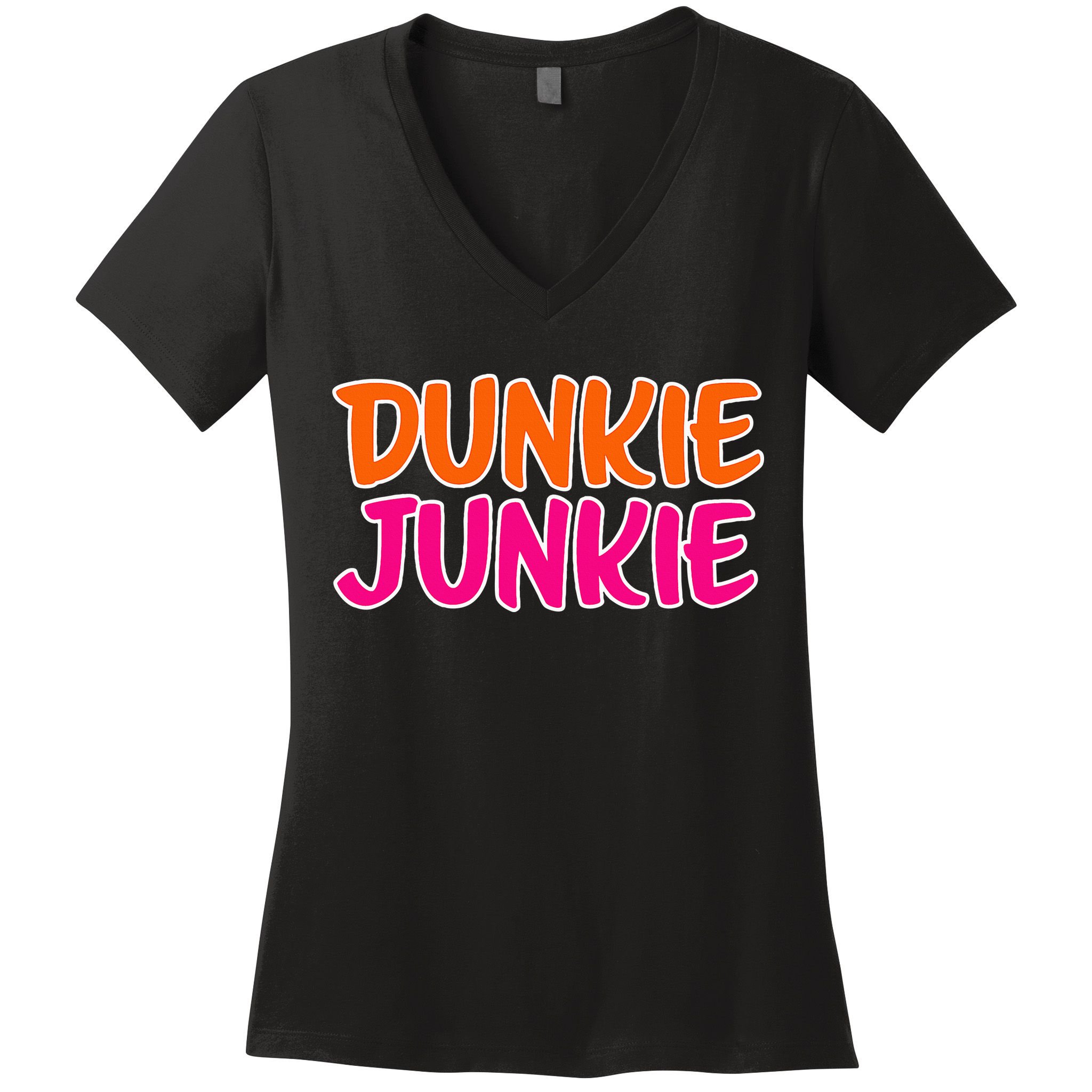 Dunkie Junkie Donut And Coffee Lover Women's V-Neck T-Shirt