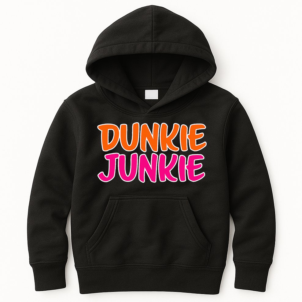Dunkie Junkie Donut And Coffee Lover Kids Hoodie