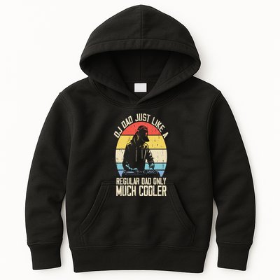 Disc Jockey Dad Like A Regular Dad But Cooler Dj Fathers Day Kids Hoodie