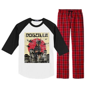 Dogzilla Japanese Doberman Canine Dog Lover Pet Owner Raglan Sleeve Pajama Set