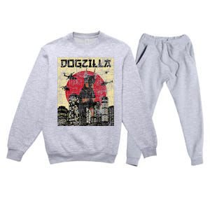 Dogzilla Japanese Doberman Canine Dog Lover Pet Owner Premium Crewneck Sweatsuit Set