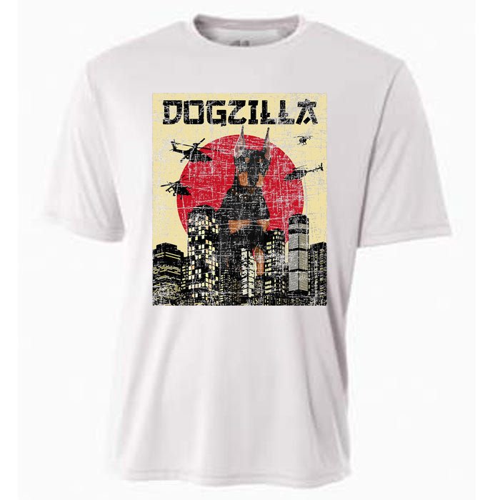 Dogzilla Japanese Doberman Canine Dog Lover Pet Owner Cooling Performance Crew T-Shirt