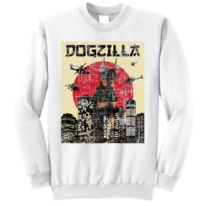 Dogzilla Japanese Doberman Canine Dog Lover Pet Owner Sweatshirt