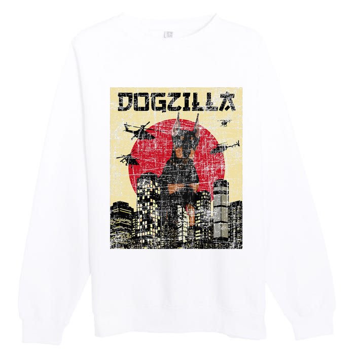 Dogzilla Japanese Doberman Canine Dog Lover Pet Owner Premium Crewneck Sweatshirt