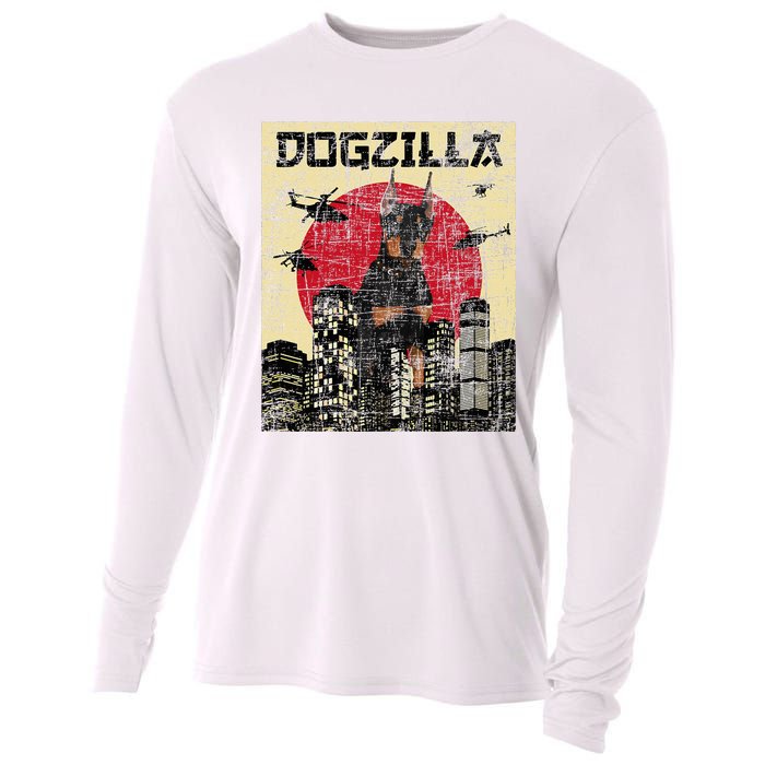 Dogzilla Japanese Doberman Canine Dog Lover Pet Owner Cooling Performance Long Sleeve Crew