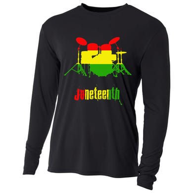 Drummer Juneteenth Day Black Pride History Love Music Drum Cooling Performance Long Sleeve Crew