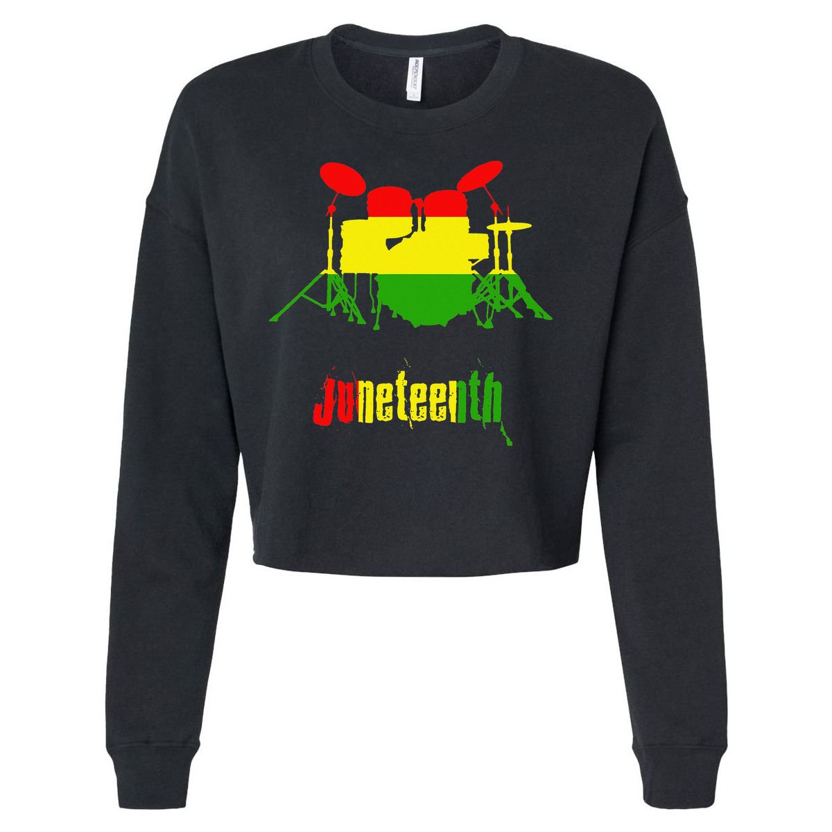 Drummer Juneteenth Day Black Pride History Love Music Drum Cropped Pullover Crew