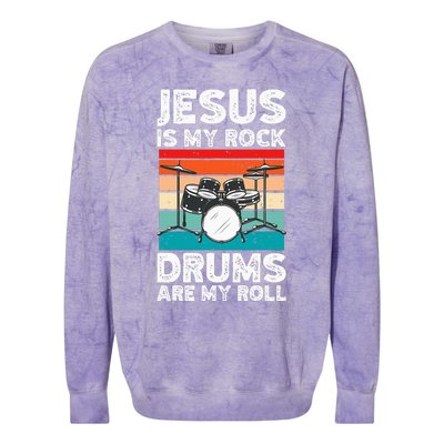 Drummer Jesus Drumming Drums Percussion Faith Christian Colorblast Crewneck Sweatshirt