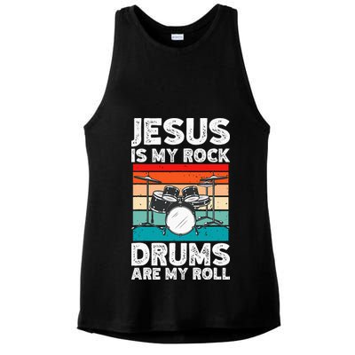 Drummer Jesus Drumming Drums Percussion Faith Christian Ladies PosiCharge Tri-Blend Wicking Tank