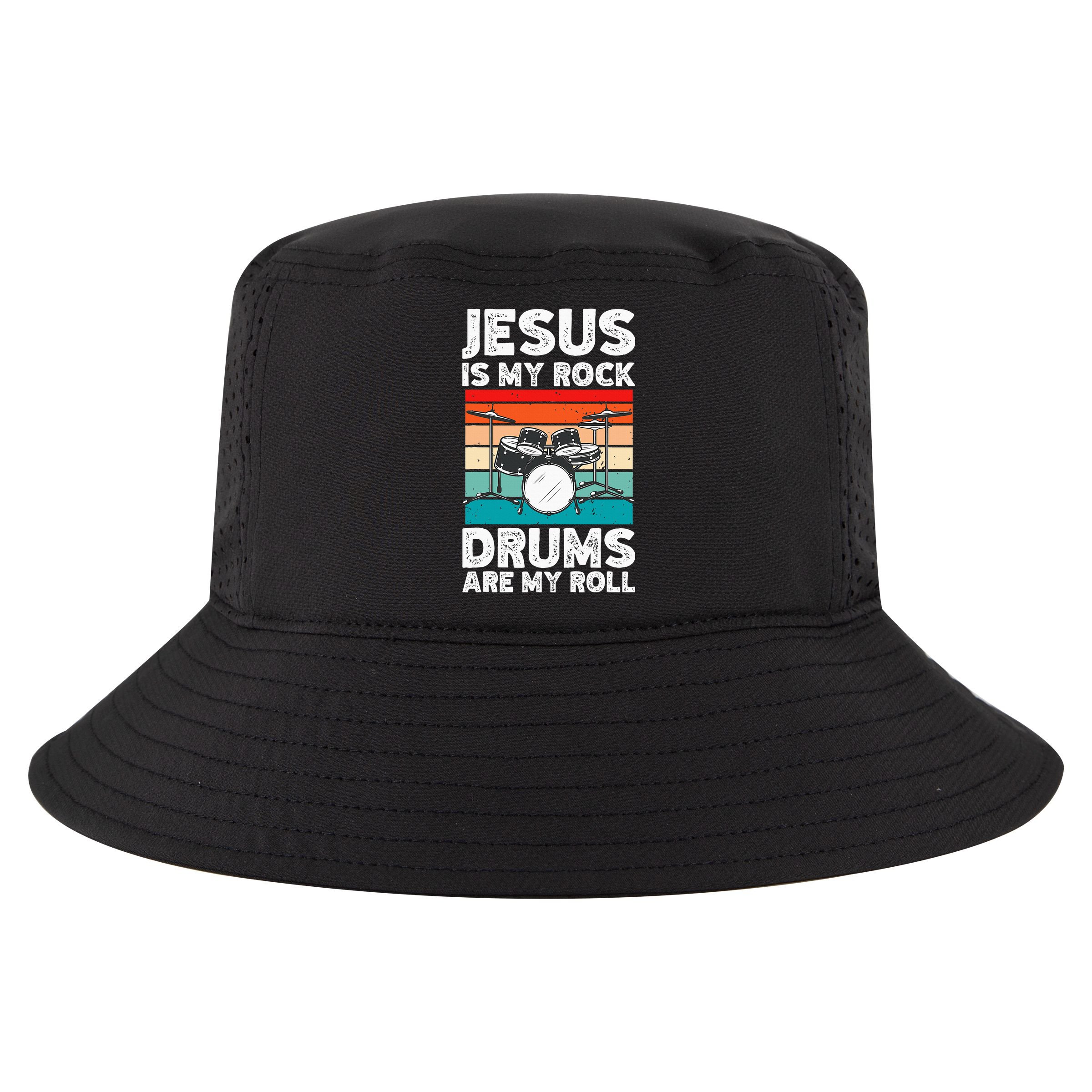 Drummer Jesus Drumming Drums Percussion Faith Christian Cool Comfort Performance Bucket Hat