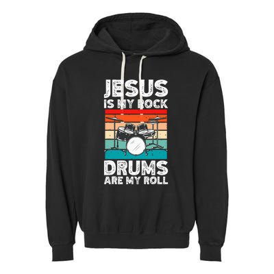 Drummer Jesus Drumming Drums Percussion Faith Christian Garment-Dyed Fleece Hoodie