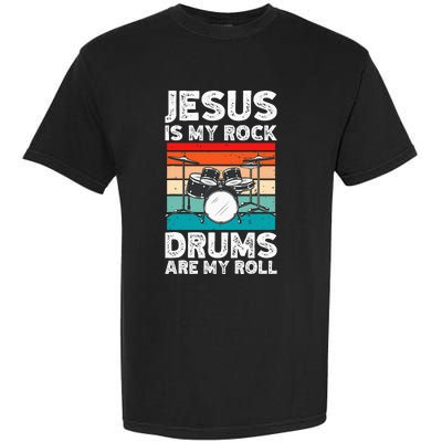 Drummer Jesus Drumming Drums Percussion Faith Christian Garment-Dyed Heavyweight T-Shirt