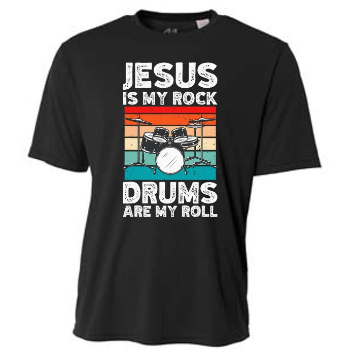 Drummer Jesus Drumming Drums Percussion Faith Christian Cooling Performance Crew T-Shirt