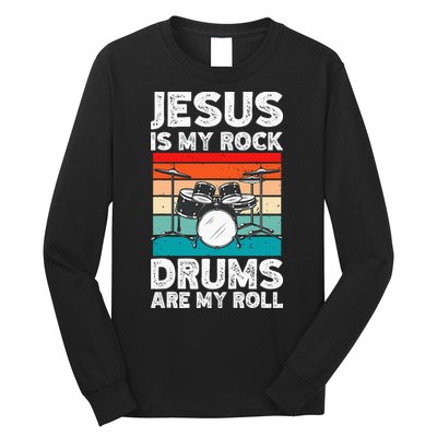 Drummer Jesus Drumming Drums Percussion Faith Christian Long Sleeve Shirt
