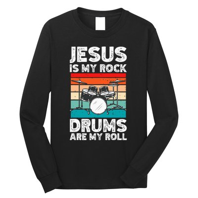 Drummer Jesus Drumming Drums Percussion Faith Christian Long Sleeve Shirt