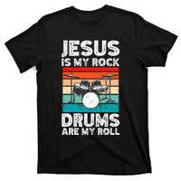 Drummer Jesus Drumming Drums Percussion Faith Christian T-Shirt