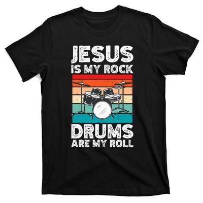 Drummer Jesus Drumming Drums Percussion Faith Christian T-Shirt