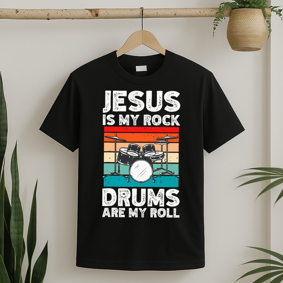 Drummer Jesus Drumming Drums Percussion Faith Christian T-Shirt
