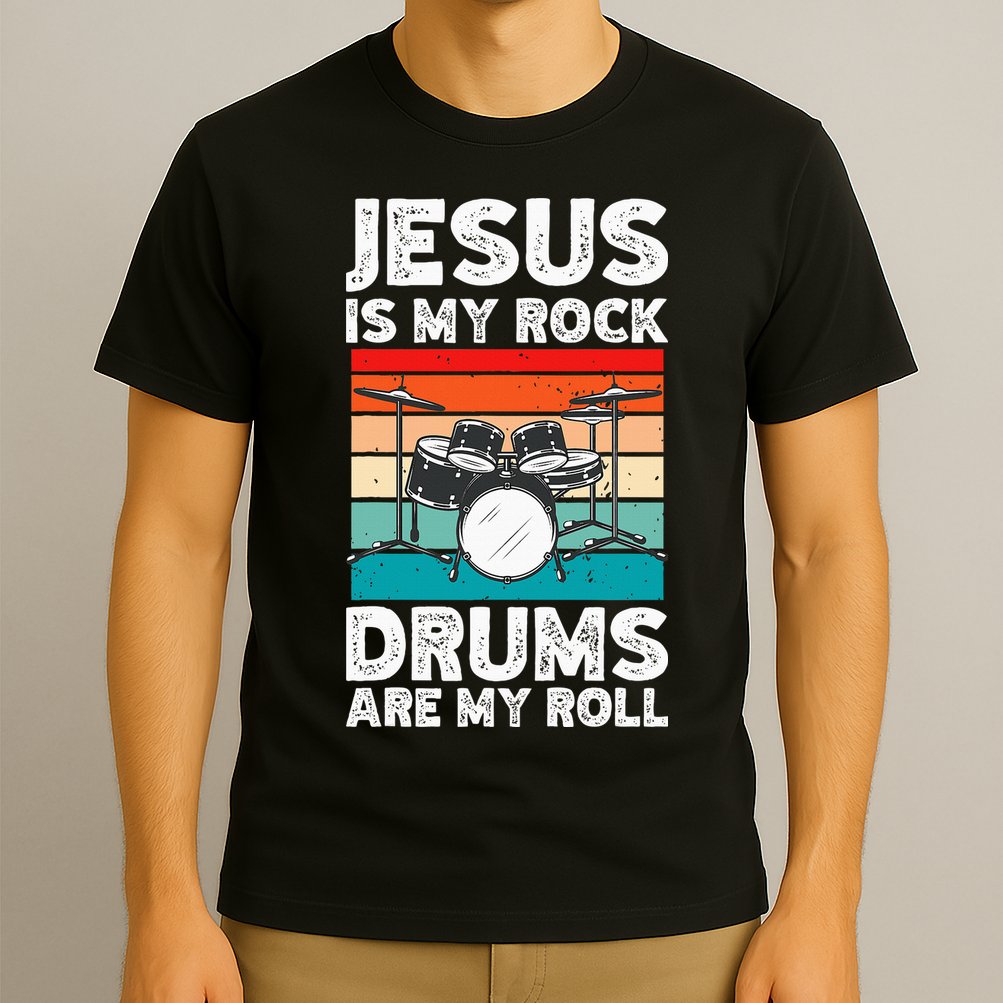 Drummer Jesus Drumming Drums Percussion Faith Christian T-Shirt