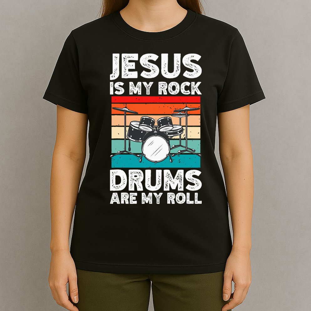 Drummer Jesus Drumming Drums Percussion Faith Christian T-Shirt