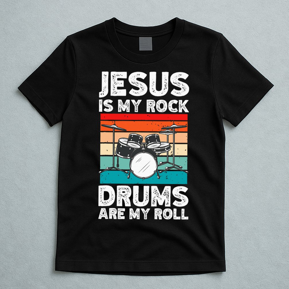 Drummer Jesus Drumming Drums Percussion Faith Christian T-Shirt
