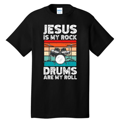 Drummer Jesus Drumming Drums Percussion Faith Christian Tall T-Shirt