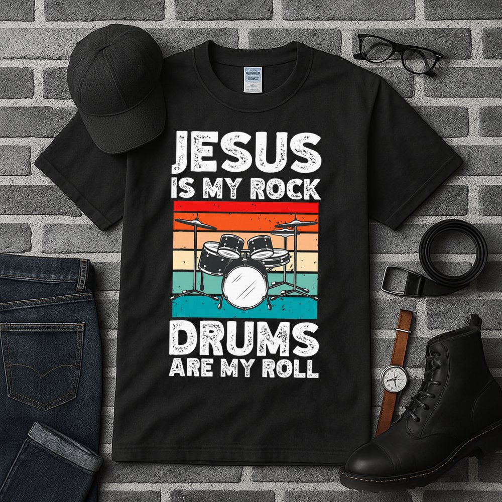 Drummer Jesus Drumming Drums Percussion Faith Christian Tall T-Shirt