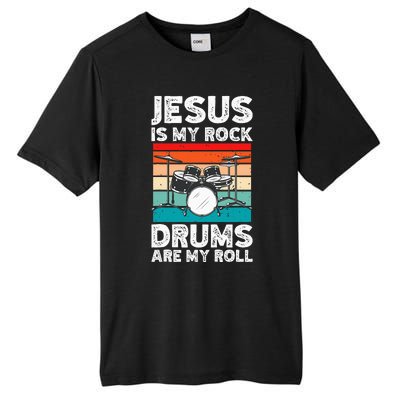 Drummer Jesus Drumming Drums Percussion Faith Christian Tall Fusion ChromaSoft Performance T-Shirt