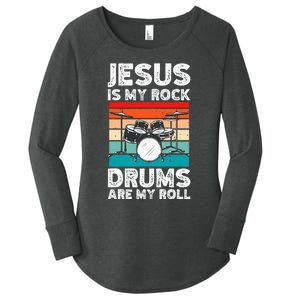 Drummer Jesus Drumming Drums Percussion Faith Christian Women's Perfect Tri Tunic Long Sleeve Shirt