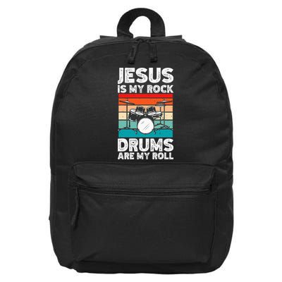 Drummer Jesus Drumming Drums Percussion Faith Christian 16 in Basic Backpack