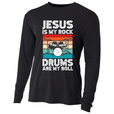 Drummer Jesus Drumming Drums Percussion Faith Christian Cooling Performance Long Sleeve Crew