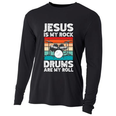 Drummer Jesus Drumming Drums Percussion Faith Christian Cooling Performance Long Sleeve Crew