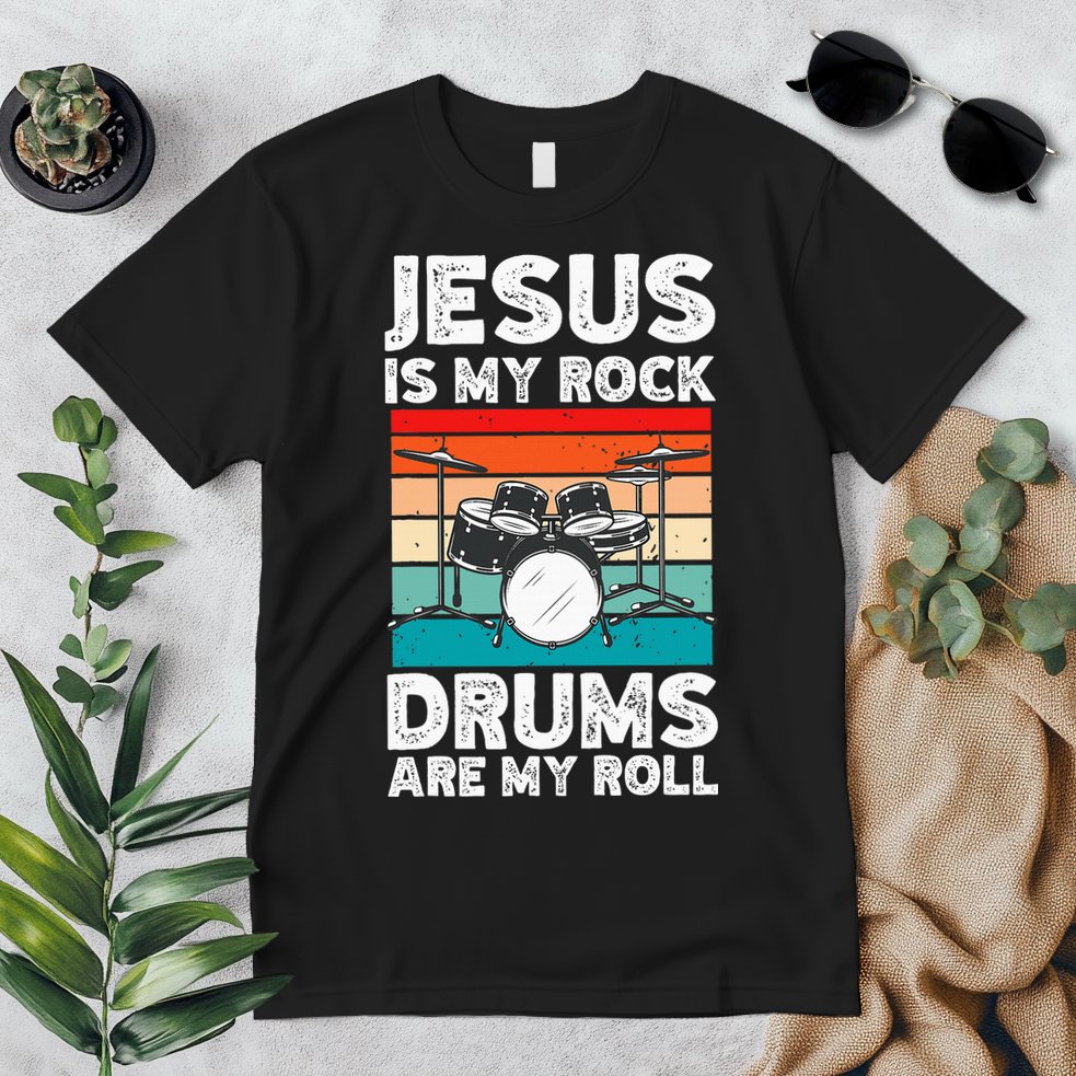 Drummer Jesus Drumming Drums Percussion Faith Christian Premium T-Shirt