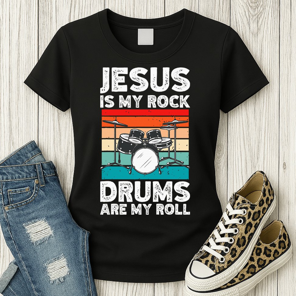 Drummer Jesus Drumming Drums Percussion Faith Christian Womens T-Shirt