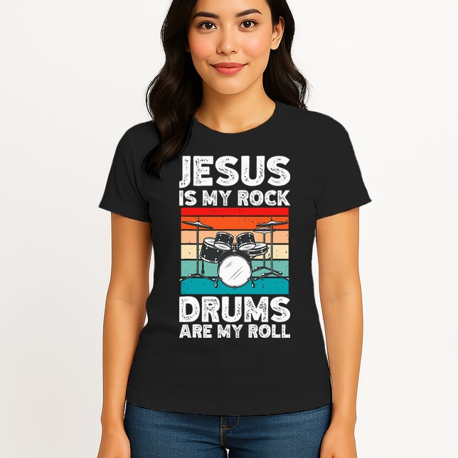Drummer Jesus Drumming Drums Percussion Faith Christian Womens T-Shirt
