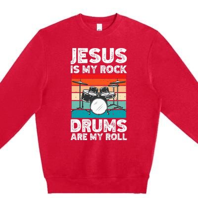 Drummer Jesus Drumming Drums Percussion Faith Christian Premium Crewneck Sweatshirt