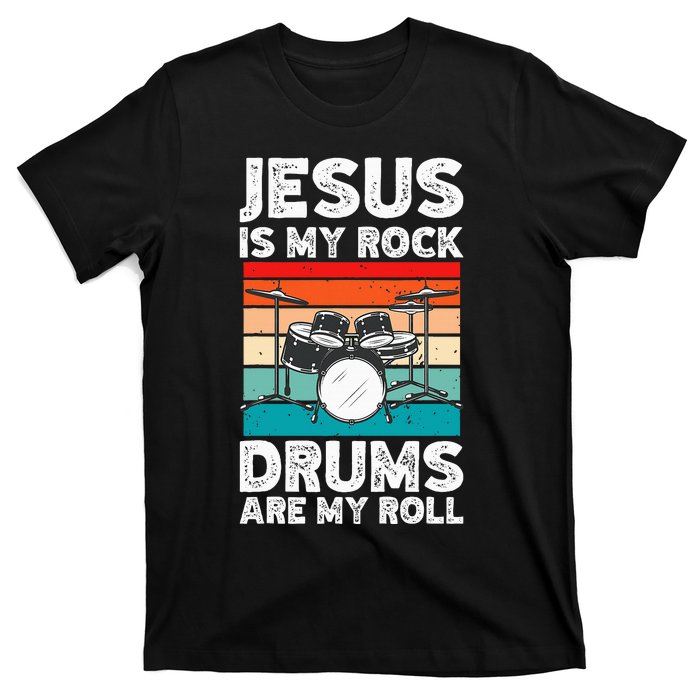 Drummer Jesus Drumming Drums Percussion Faith Christian T-Shirt