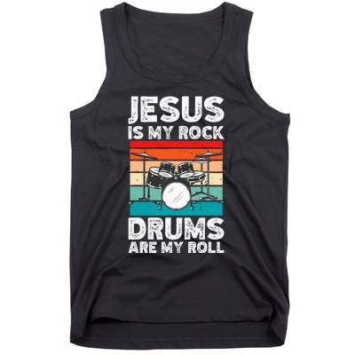 Drummer Jesus Drumming Drums Percussion Faith Christian Tank Top