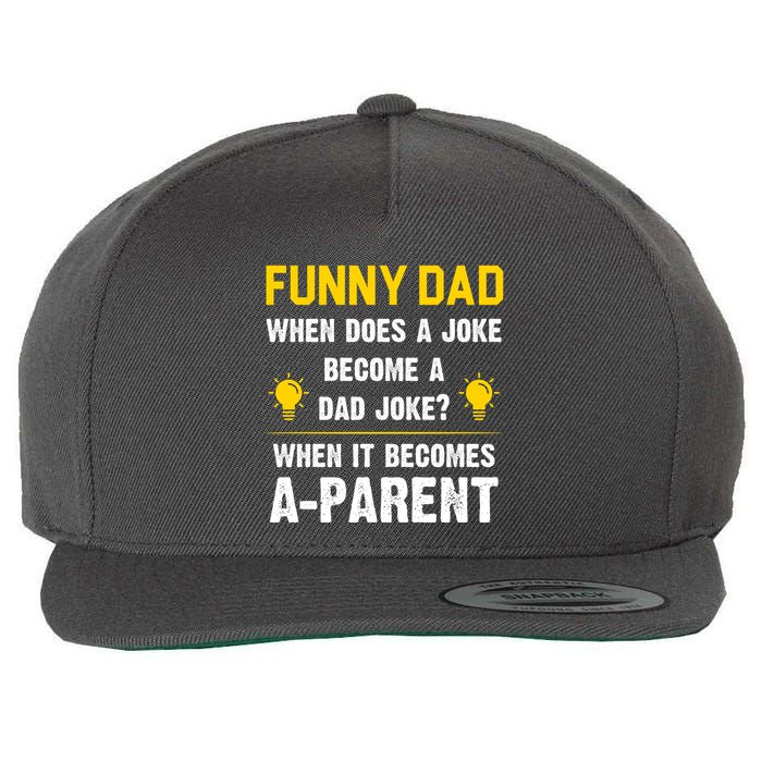 Dad Joke Funny Parent Quote Wool Snapback Cap