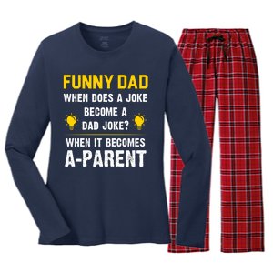 Dad Joke Funny Parent Quote Women's Long Sleeve Flannel Pajama Set 