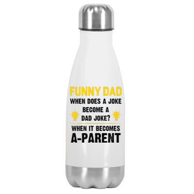 Dad Joke Funny Parent Quote Stainless Steel Insulated Water Bottle