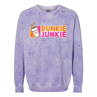 Dunkie Junkie Funny Coffee Lover Gift Colorblast Crewneck Sweatshirt