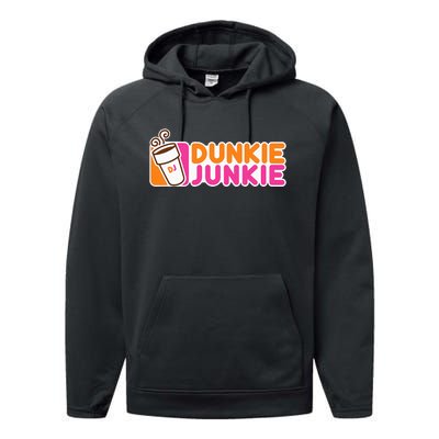 Dunkie Junkie Funny Coffee Lover Gift Performance Fleece Hoodie