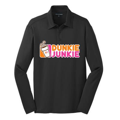 Dunkie Junkie Funny Coffee Lover Gift Silk Touch Performance Long Sleeve Polo