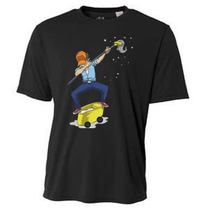 Dabbing Janitor Funny Dancing Gift For Custodian Cooling Performance Crew T-Shirt