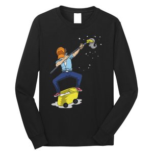 Dabbing Janitor Funny Dancing Gift For Custodian Long Sleeve Shirt