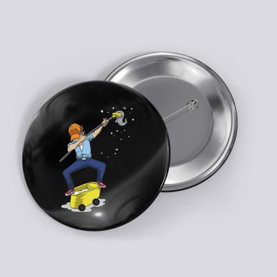 Dabbing Janitor Funny Dancing Gift For Custodian Button