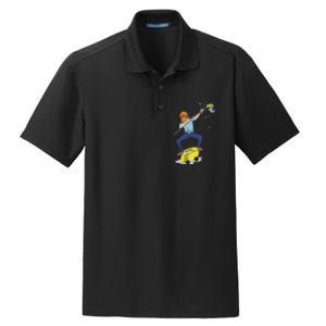 Dabbing Janitor Funny Dancing Gift For Custodian Dry Zone Grid Polo